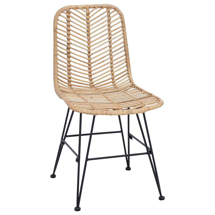 Spisestuestol 2 stk. Rattan og Jern Naturfarvet