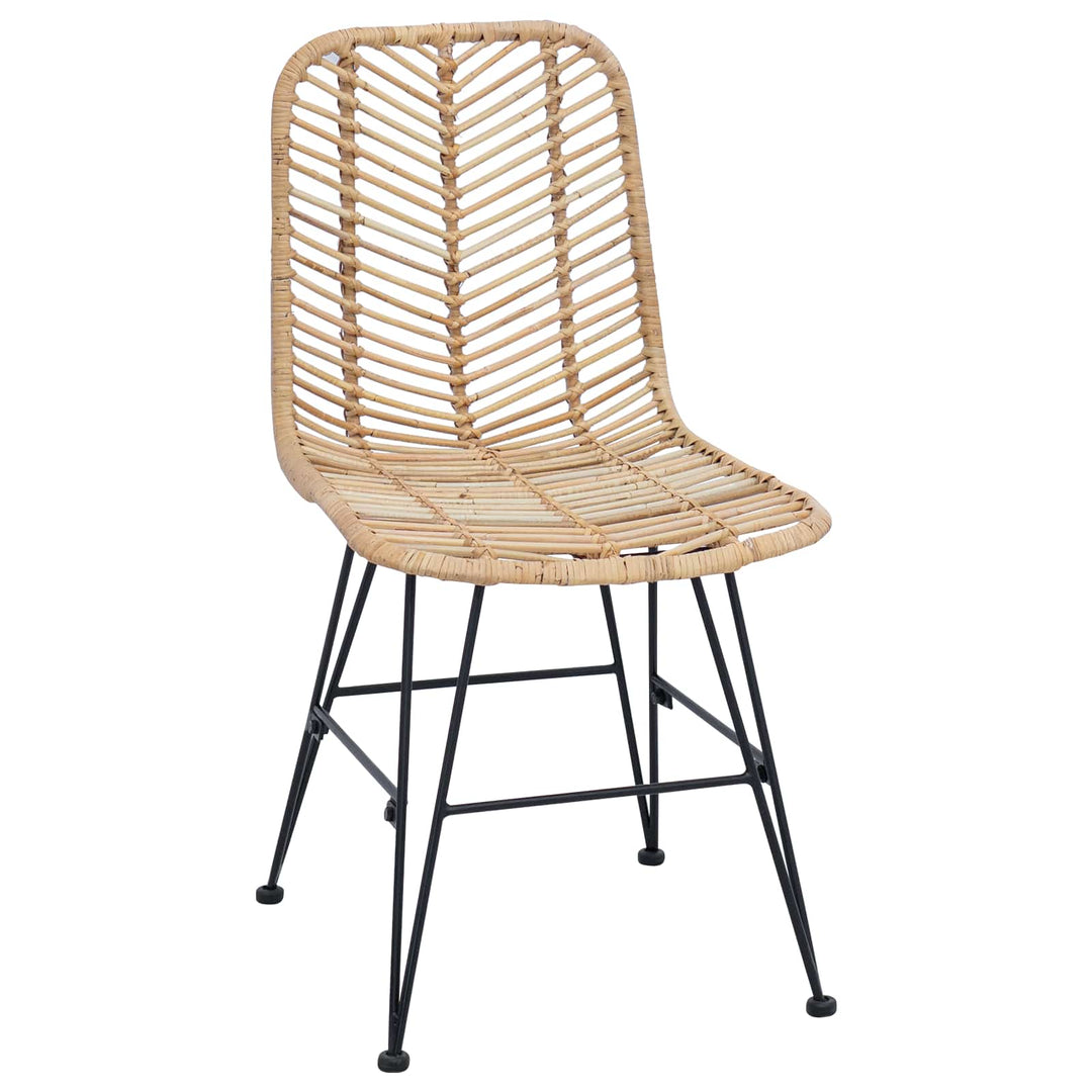 Spisestuestol 2 pcs Rattan og Jern Naturfarvet