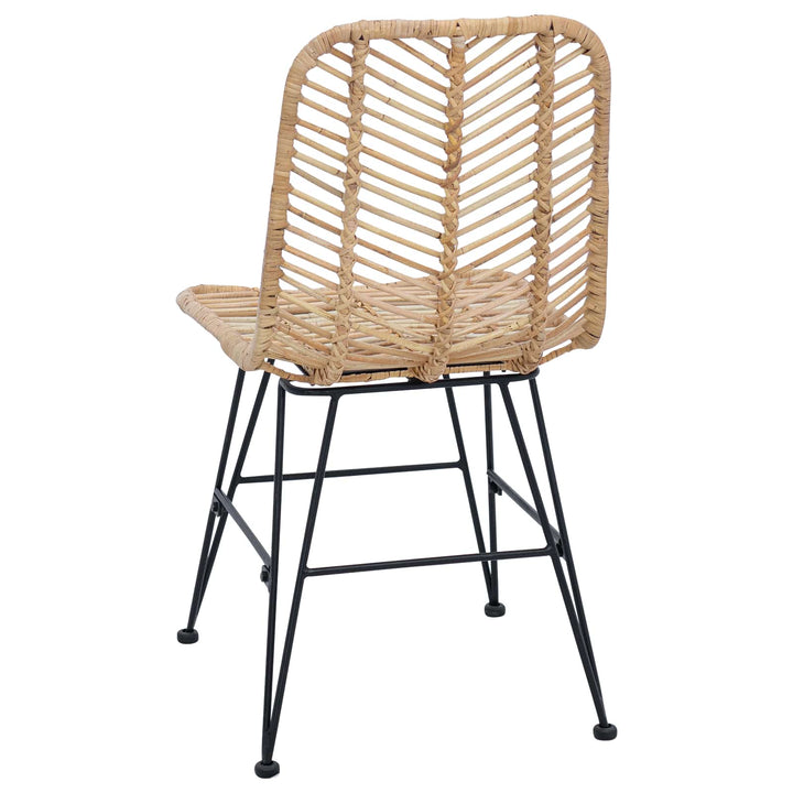 Spisestuestol 2 pcs Rattan og Jern Naturfarvet