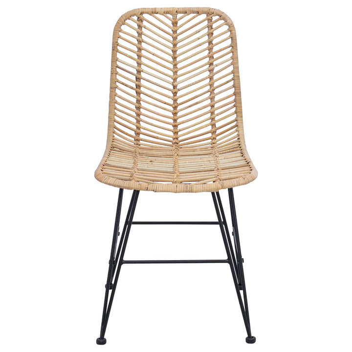 Spisestuestol 2 pcs Rattan og Jern Naturfarvet