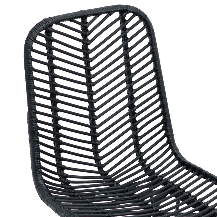 Spisestuestol 2 stk. Rattan og Jern Sort 44,5 x 54,5 x 85 cm