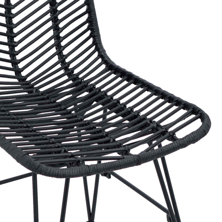 Spisestuestol 2 stk. Rattan og Jern Sort 44,5 x 54,5 x 85 cm