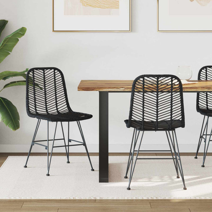 Spisestuestol 2 stk. Rattan og Jern Sort 44,5 x 54,5 x 85 cm
