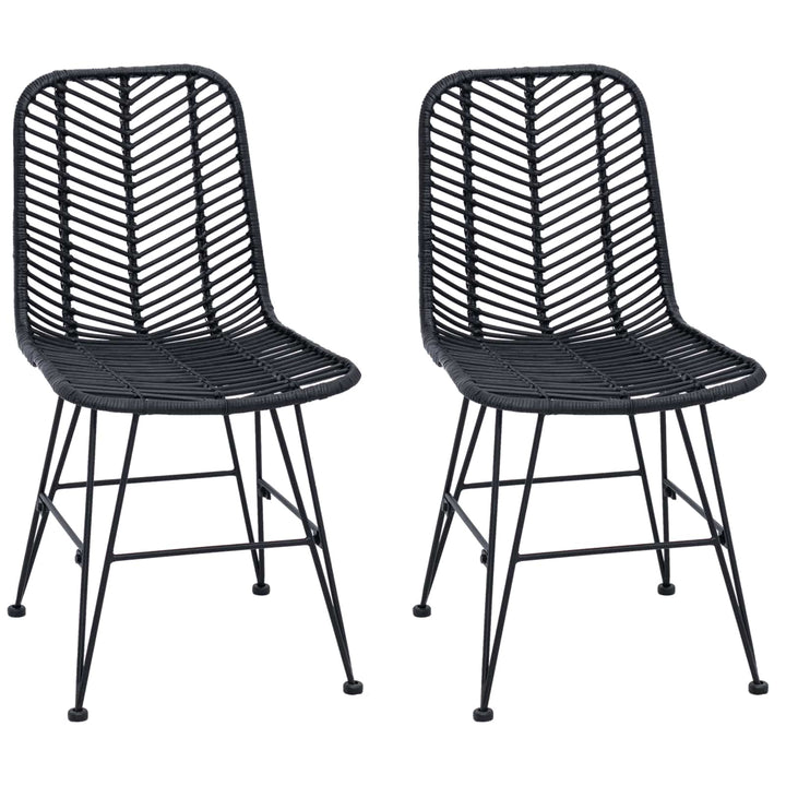 Spisestuestol 2 pcs Rattan og Jern Sort 44,5 x 54,5 x 85 cm