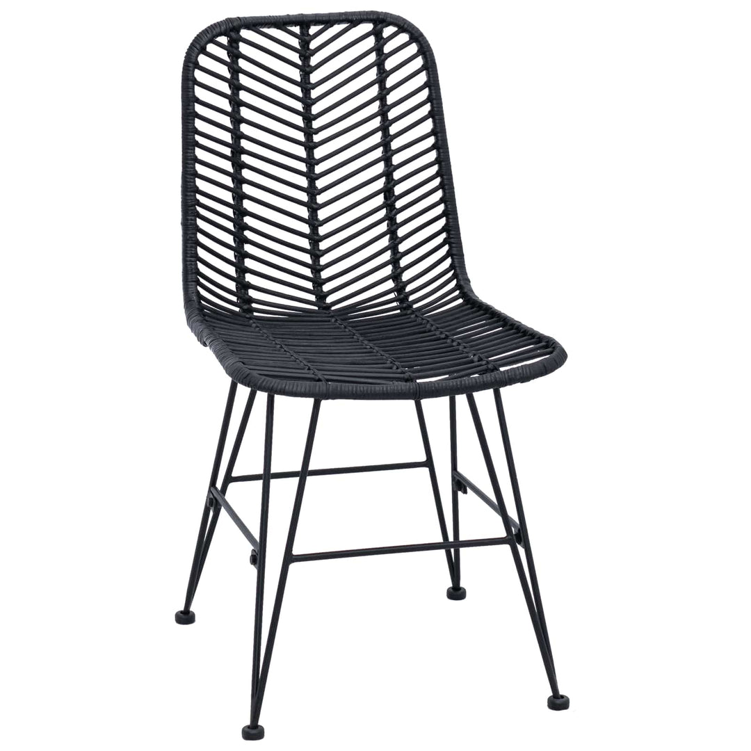 Spisestuestol 2 stk. Rattan og Jern Sort 44,5 x 54,5 x 85 cm