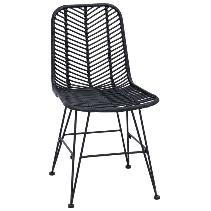 Spisestuestol 2 pcs Rattan og Jern Sort 44,5 x 54,5 x 85 cm