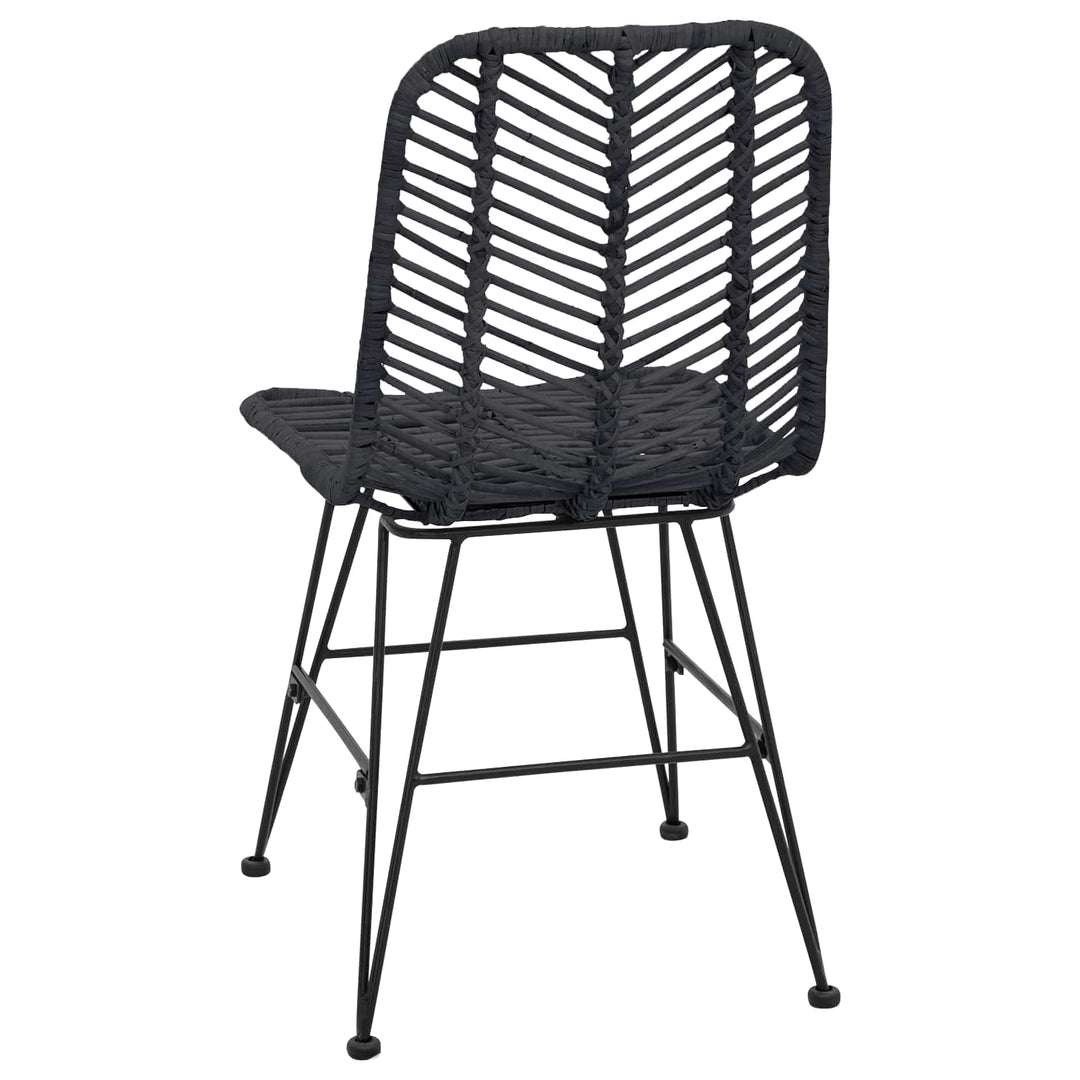 Spisestuestol 2 pcs Rattan og Jern Sort 44,5 x 54,5 x 85 cm