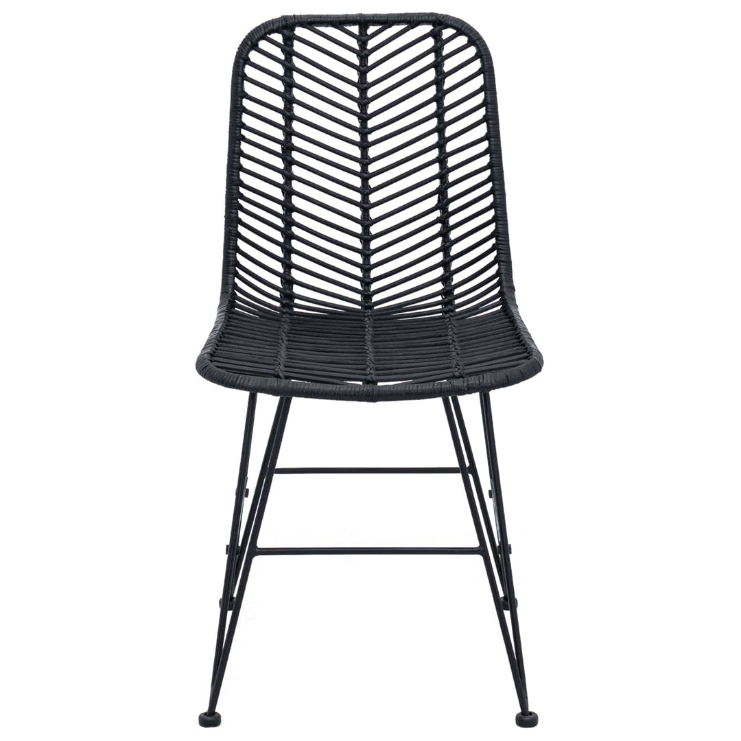 Spisestuestol 2 pcs Rattan og Jern Sort 44,5 x 54,5 x 85 cm