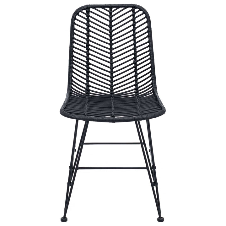 Spisestuestol 2 pcs Rattan og Jern Sort 44,5 x 54,5 x 85 cm
