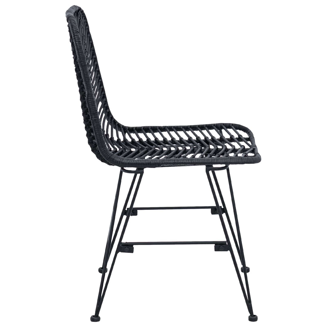 Spisestuestol 2 pcs Rattan og Jern Sort 44,5 x 54,5 x 85 cm