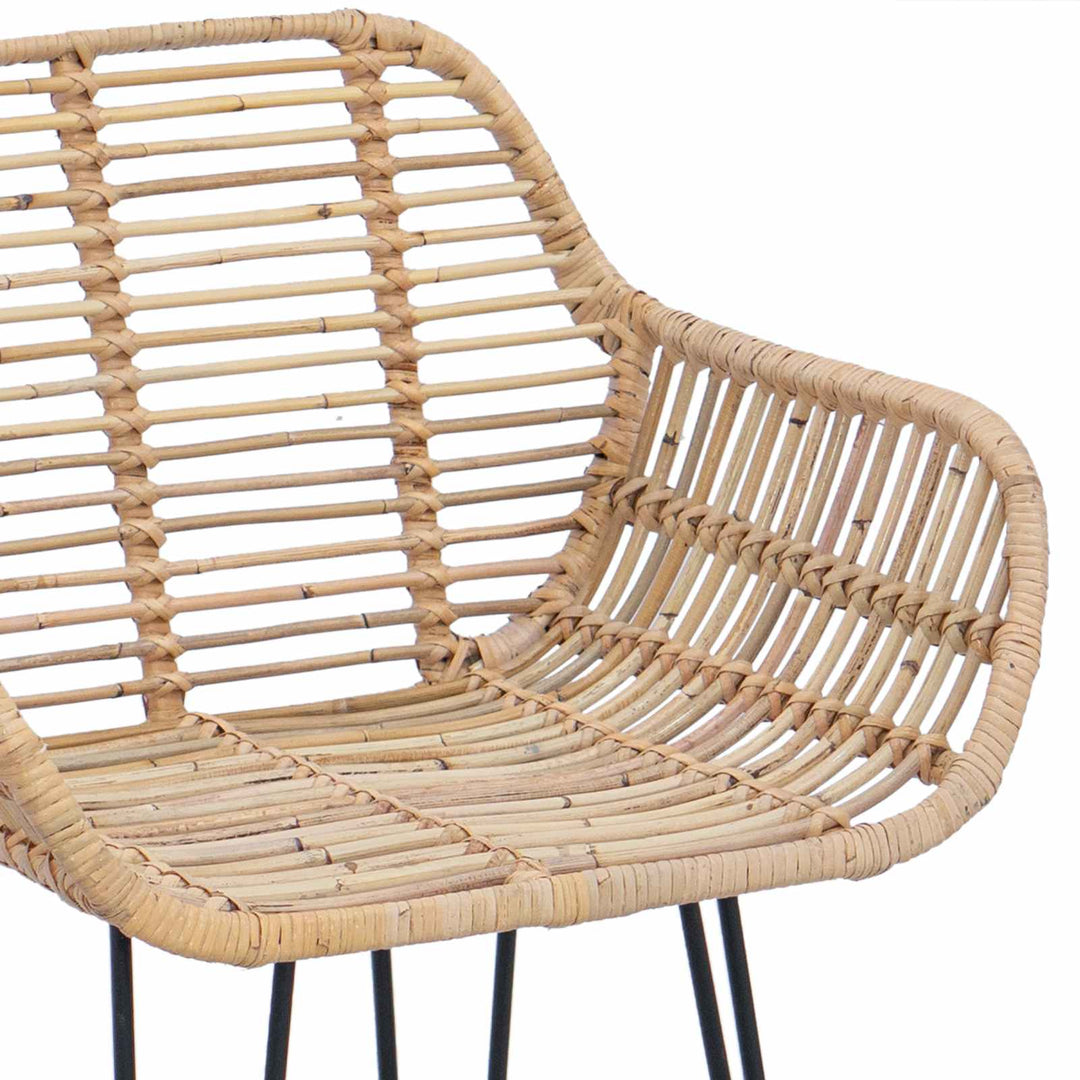 Barstol 2 pcs 55 x 52 x 92 cm Rattan og Jern
