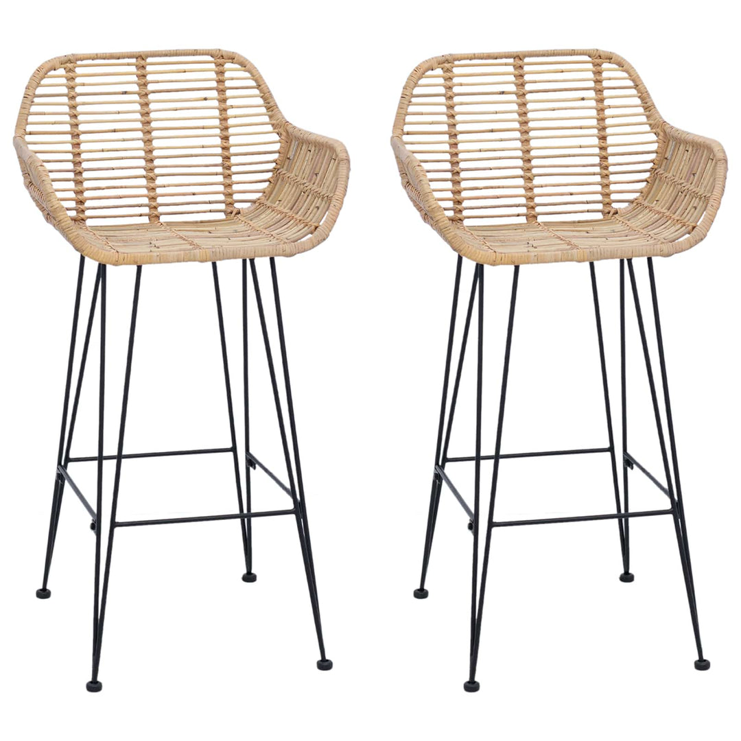 Barstol 2 pcs 55 x 52 x 92 cm Rattan og Jern