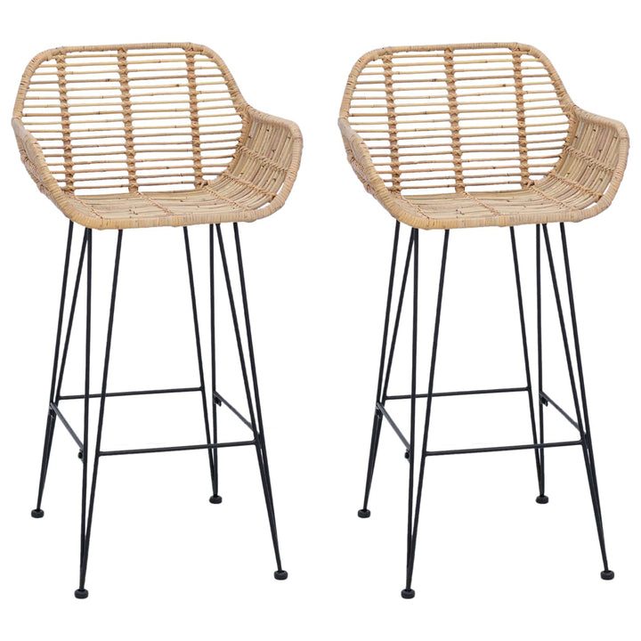 Barstol 2 pcs 55 x 52 x 92 cm Rattan og Jern
