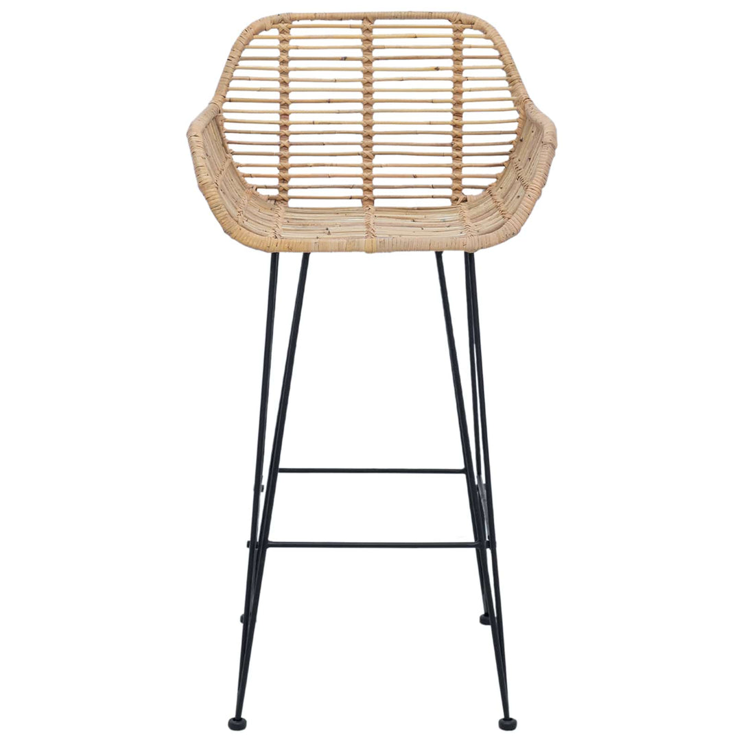 Barstol 2 pcs 55 x 52 x 92 cm Rattan og Jern
