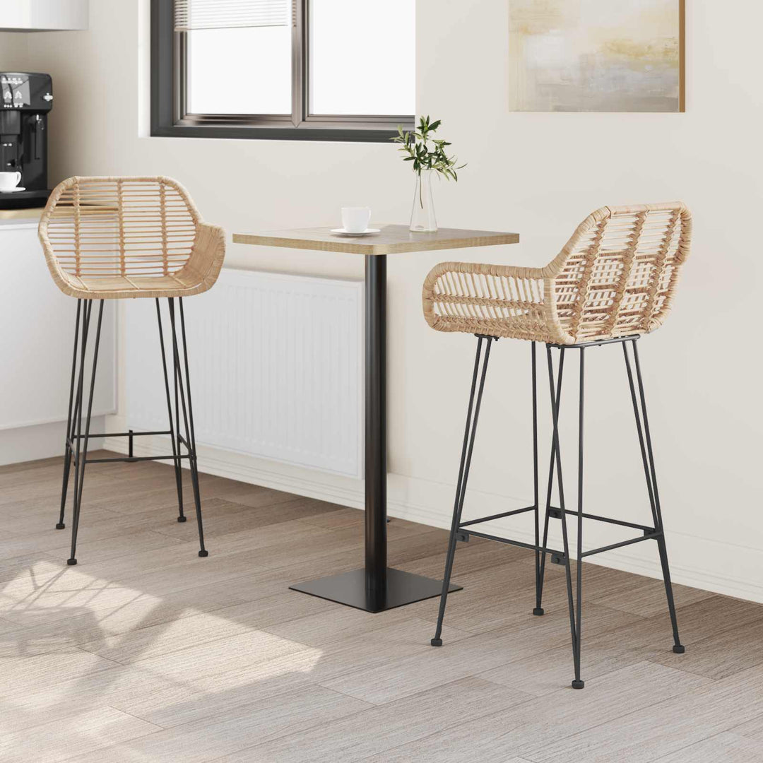 Barstol 2 pcs 55 x 52 x 105 cm Rattan og Jern
