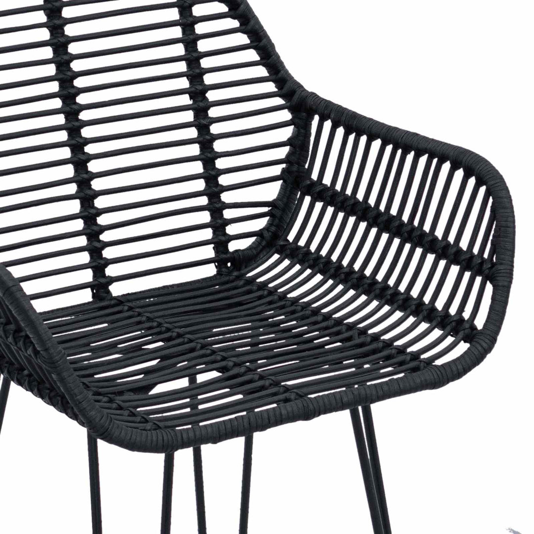Barstol 2 pcs 55 x 52 x 92 cm Rattan og Jern