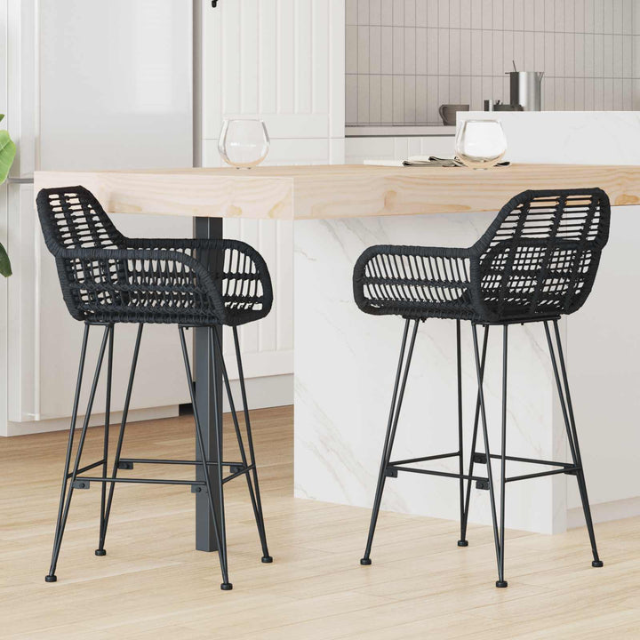 Barstol 2 pcs 55 x 52 x 92 cm Rattan og Jern