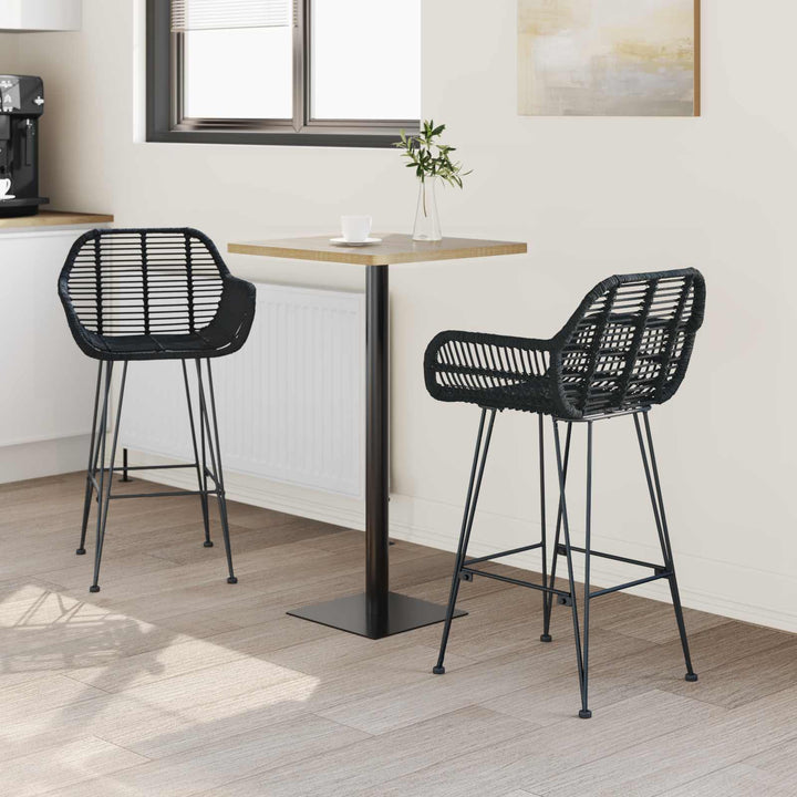 Barstol 2 pcs 55 x 52 x 92 cm Rattan og Jern