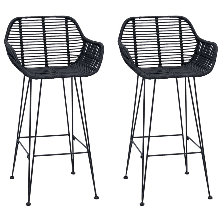 Barstol 2 pcs 55 x 52 x 92 cm Rattan og Jern