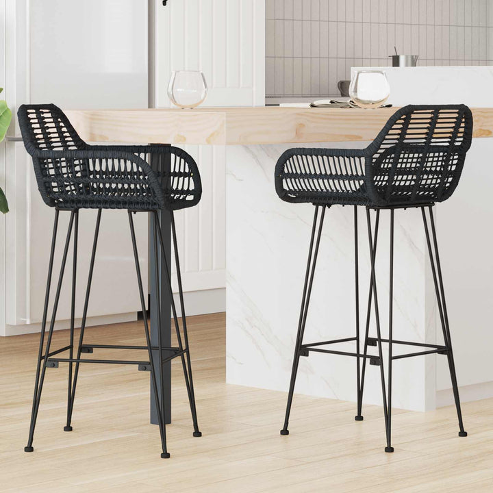 Barstol 2 pcs 55 x 52 x 105 cm Rattan og Jern
