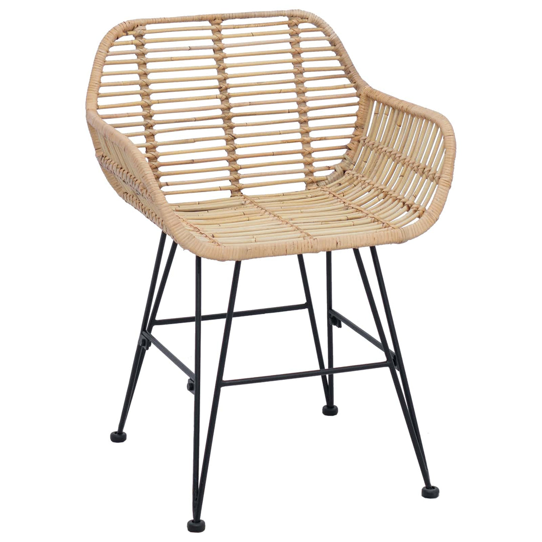 Spisestuestol 2 pcs Rattan og Jern Naturfarvet 55 x 50 x 74 cm