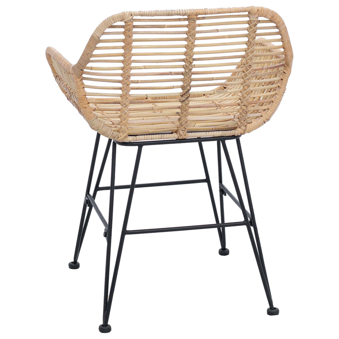 Spisestuestol 2 pcs Rattan og Jern Naturfarvet 55 x 50 x 74 cm