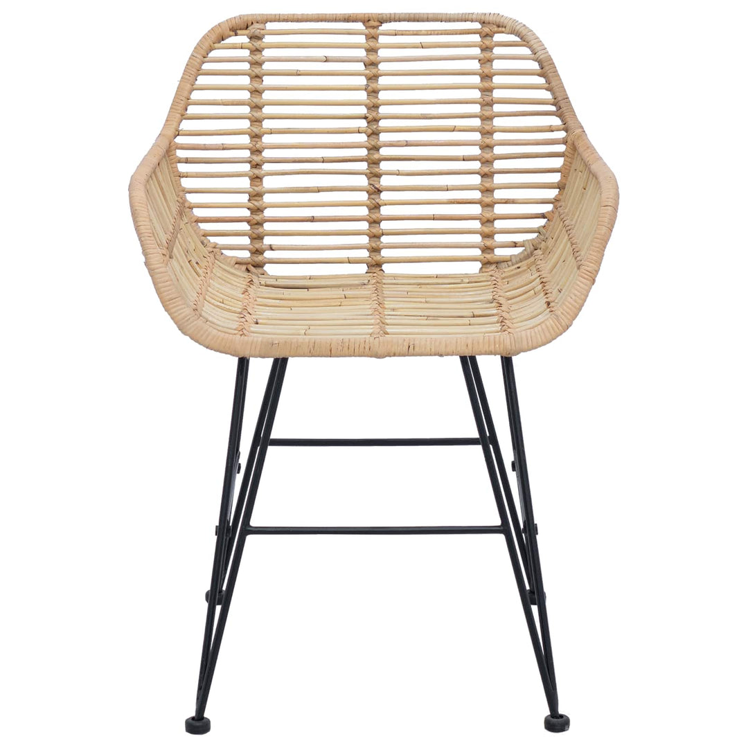 Spisestuestol 2 pcs Rattan og Jern Naturfarvet 55 x 50 x 74 cm