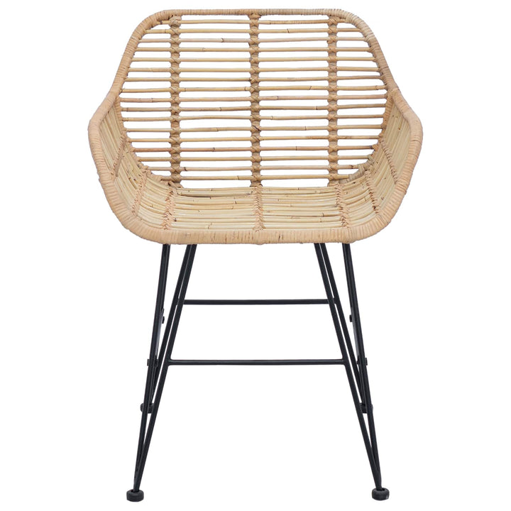 Spisestuestol 2 pcs Rattan og Jern Naturfarvet 55 x 50 x 74 cm