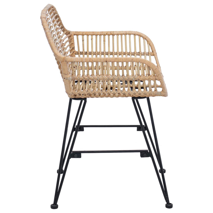 Spisestuestol 2 pcs Rattan og Jern Naturfarvet 55 x 50 x 74 cm