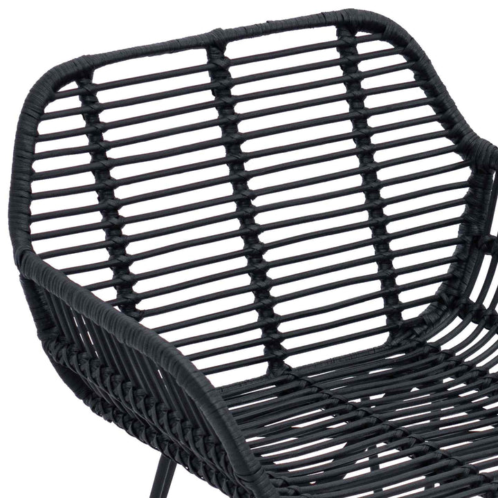 Spisestuestol 2 stk. Rattan og Jern Sort 55 x 50 x 74 cm