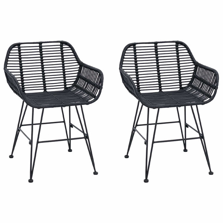 Spisestuestol 2 pcs Rattan og Jern Sort 55 x 50 x 74 cm