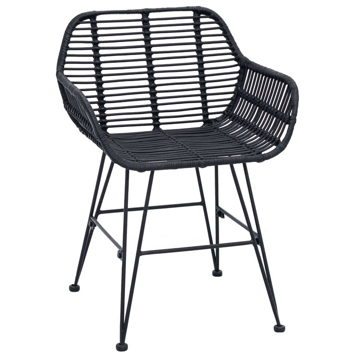Spisestuestol 2 pcs Rattan og Jern Sort 55 x 50 x 74 cm