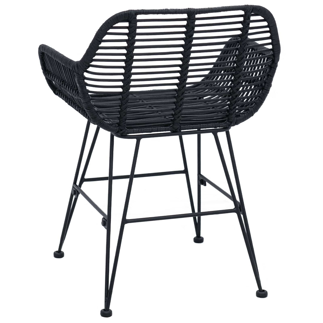Spisestuestol 2 pcs Rattan og Jern Sort 55 x 50 x 74 cm