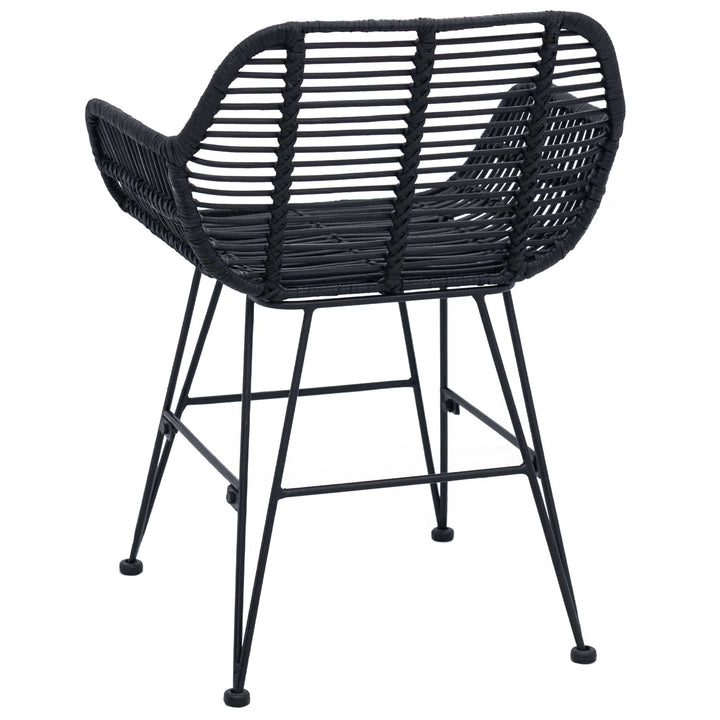 Spisestuestol 2 pcs Rattan og Jern Sort 55 x 50 x 74 cm