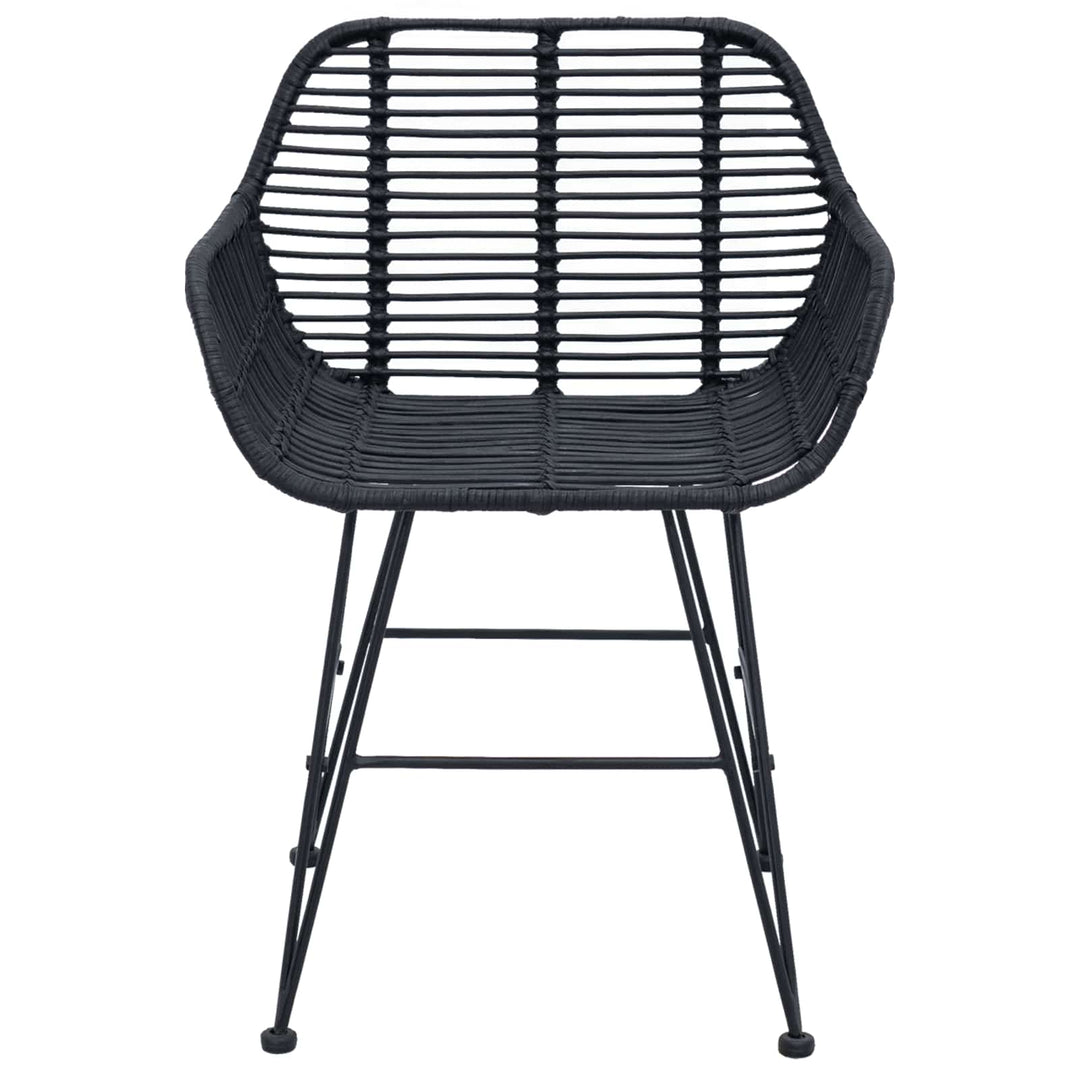 Spisestuestol 2 pcs Rattan og Jern Sort 55 x 50 x 74 cm