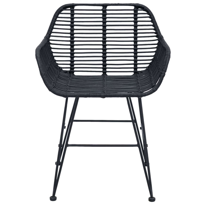 Spisestuestol 2 pcs Rattan og Jern Sort 55 x 50 x 74 cm