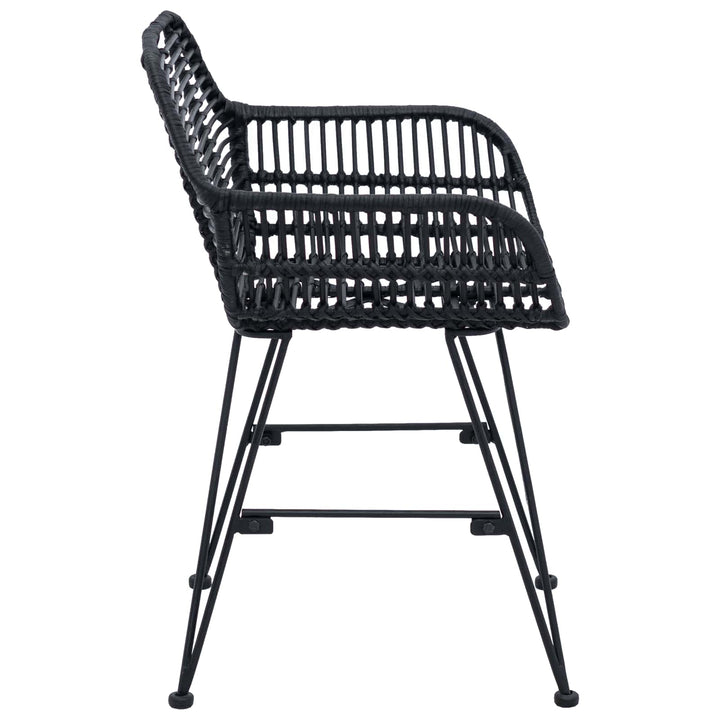 Spisestuestol 2 stk. Rattan og Jern Sort 55 x 50 x 74 cm