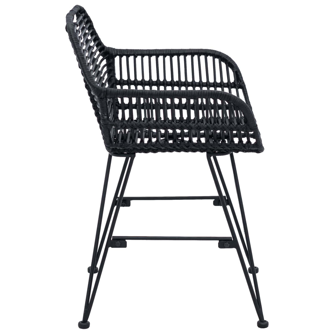 Spisestuestol 2 pcs Rattan og Jern Sort 55 x 50 x 74 cm