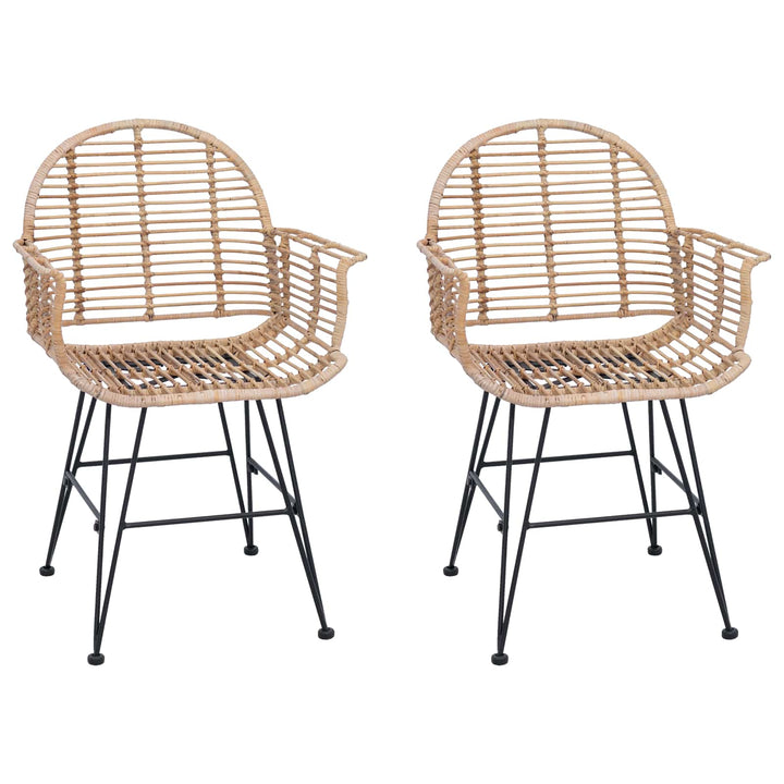 Spisestuestol 2 pcs Rattan og Jern Naturfarvet 57 x 55 x 85 cm