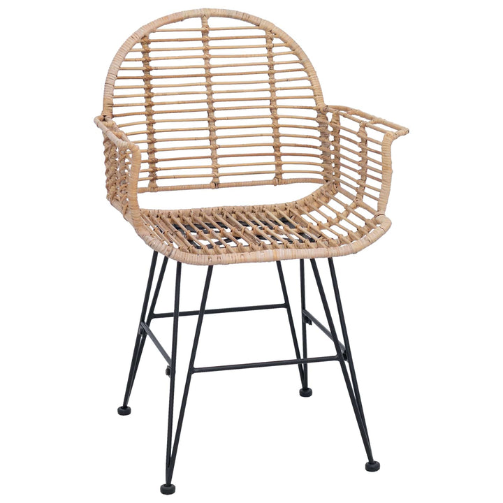 Spisestuestol 2 pcs Rattan og Jern Naturfarvet 57 x 55 x 85 cm