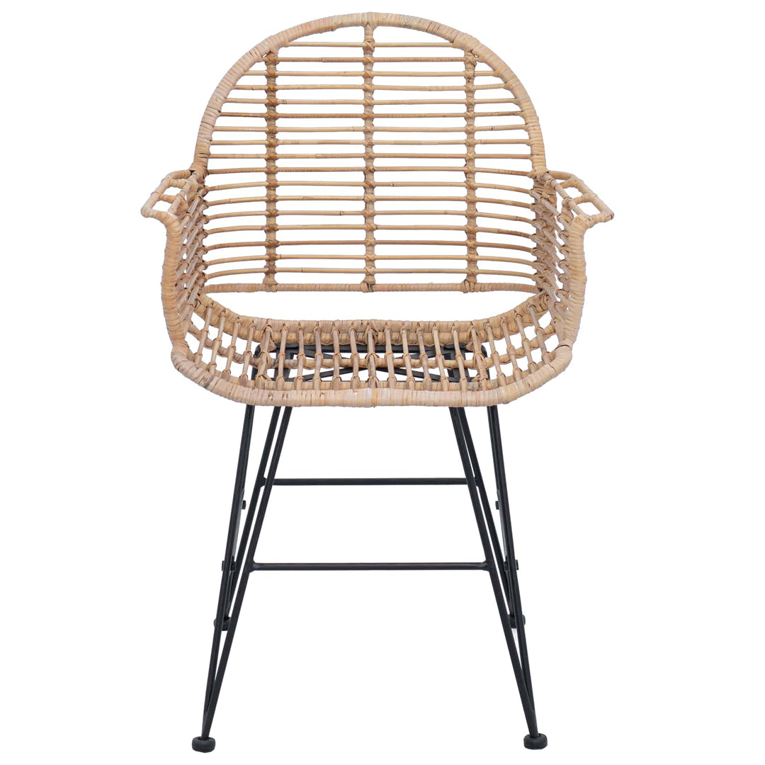 Spisestuestol 2 pcs Rattan og Jern Naturfarvet 57 x 55 x 85 cm