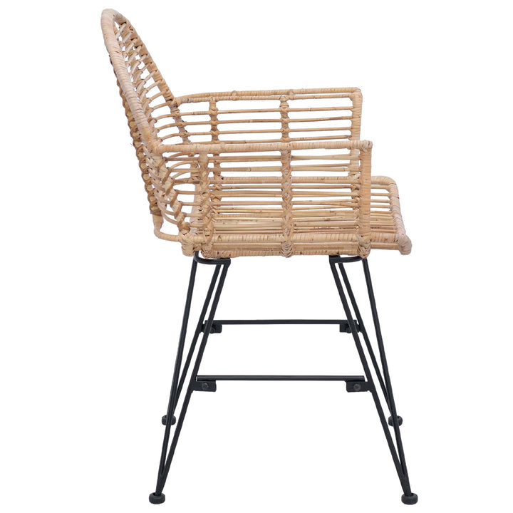 Spisestuestol 2 pcs Rattan og Jern Naturfarvet 57 x 55 x 85 cm