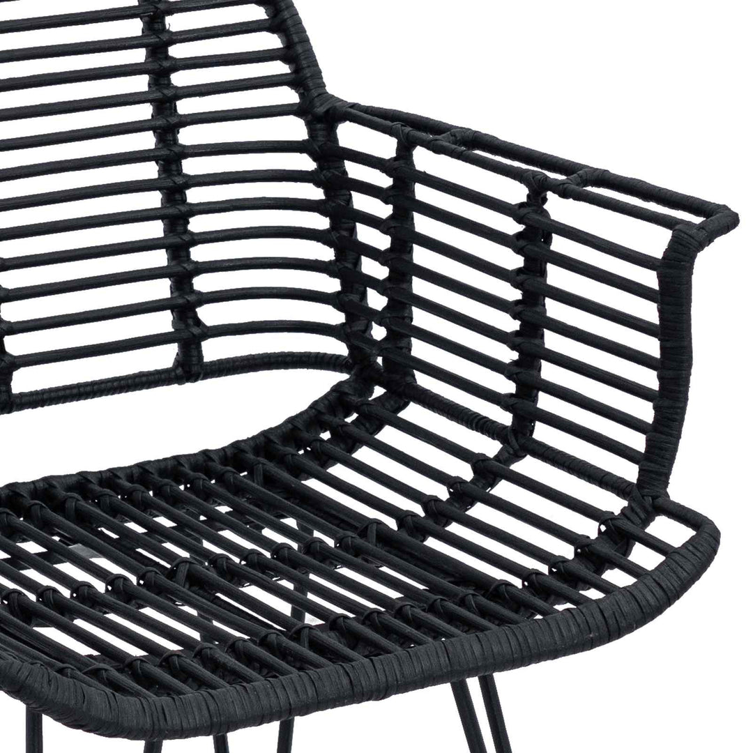 Spisestuestol 2 pcs Rattan og Jern Sort 57 x 55 x 85 cm