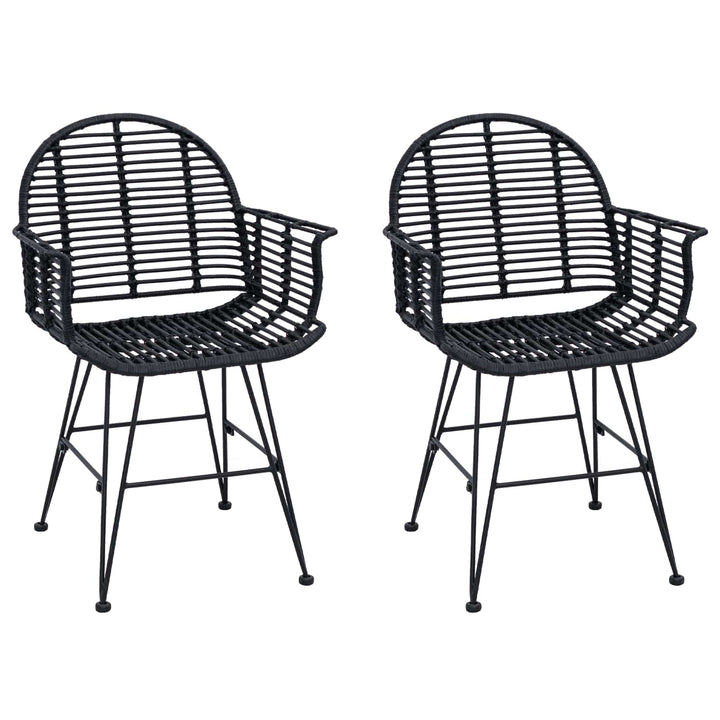 Spisestuestol 2 pcs Rattan og Jern Sort 57 x 55 x 85 cm