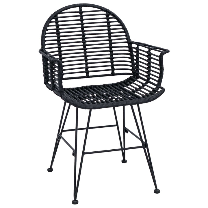 Spisestuestol 2 pcs Rattan og Jern Sort 57 x 55 x 85 cm