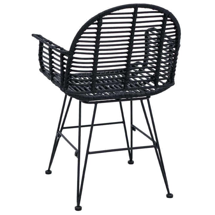 Spisestuestol 2 pcs Rattan og Jern Sort 57 x 55 x 85 cm