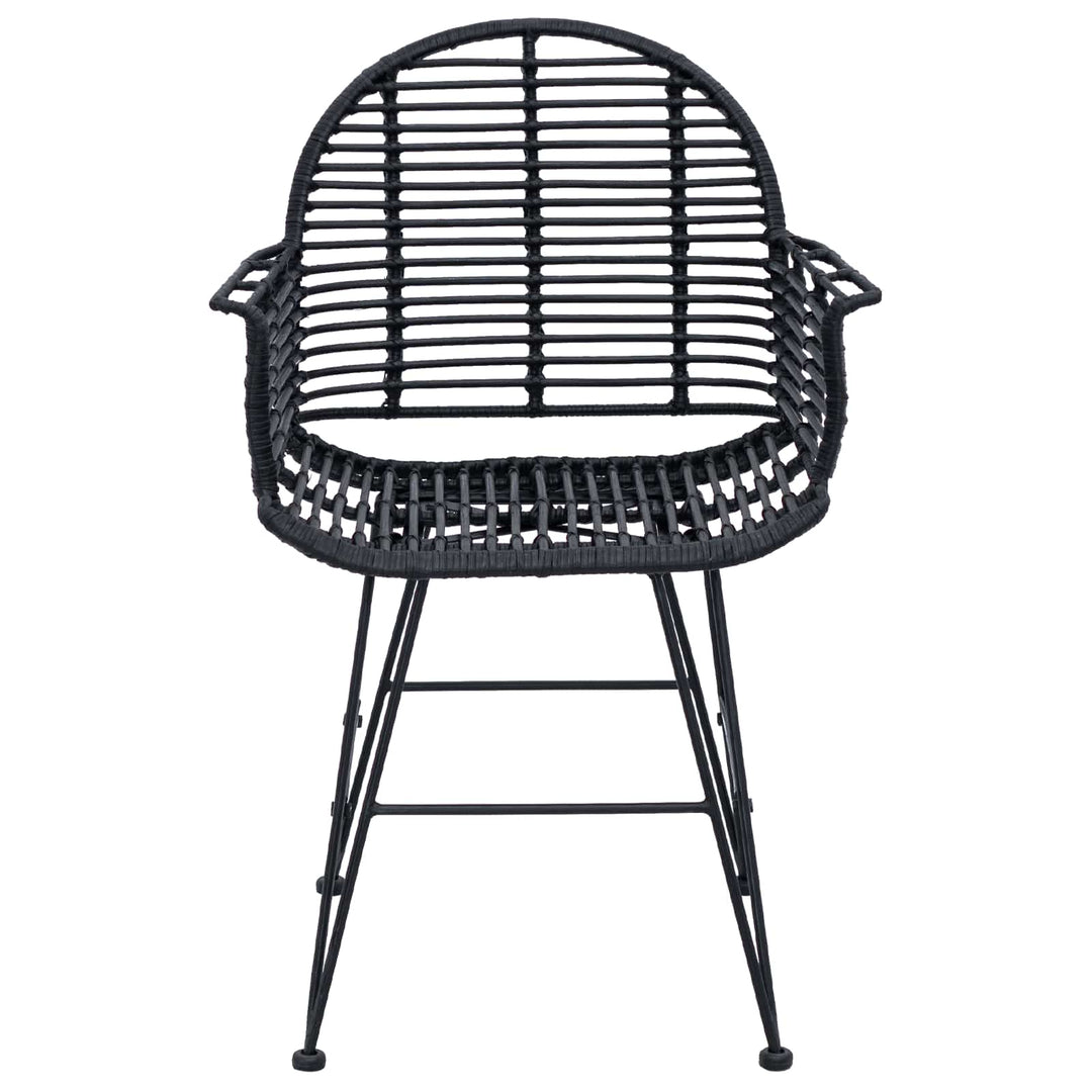 Spisestuestol 2 pcs Rattan og Jern Sort 57 x 55 x 85 cm
