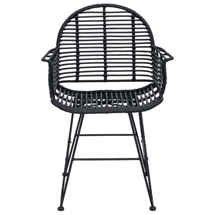 Spisestuestol 2 pcs Rattan og Jern Sort 57 x 55 x 85 cm