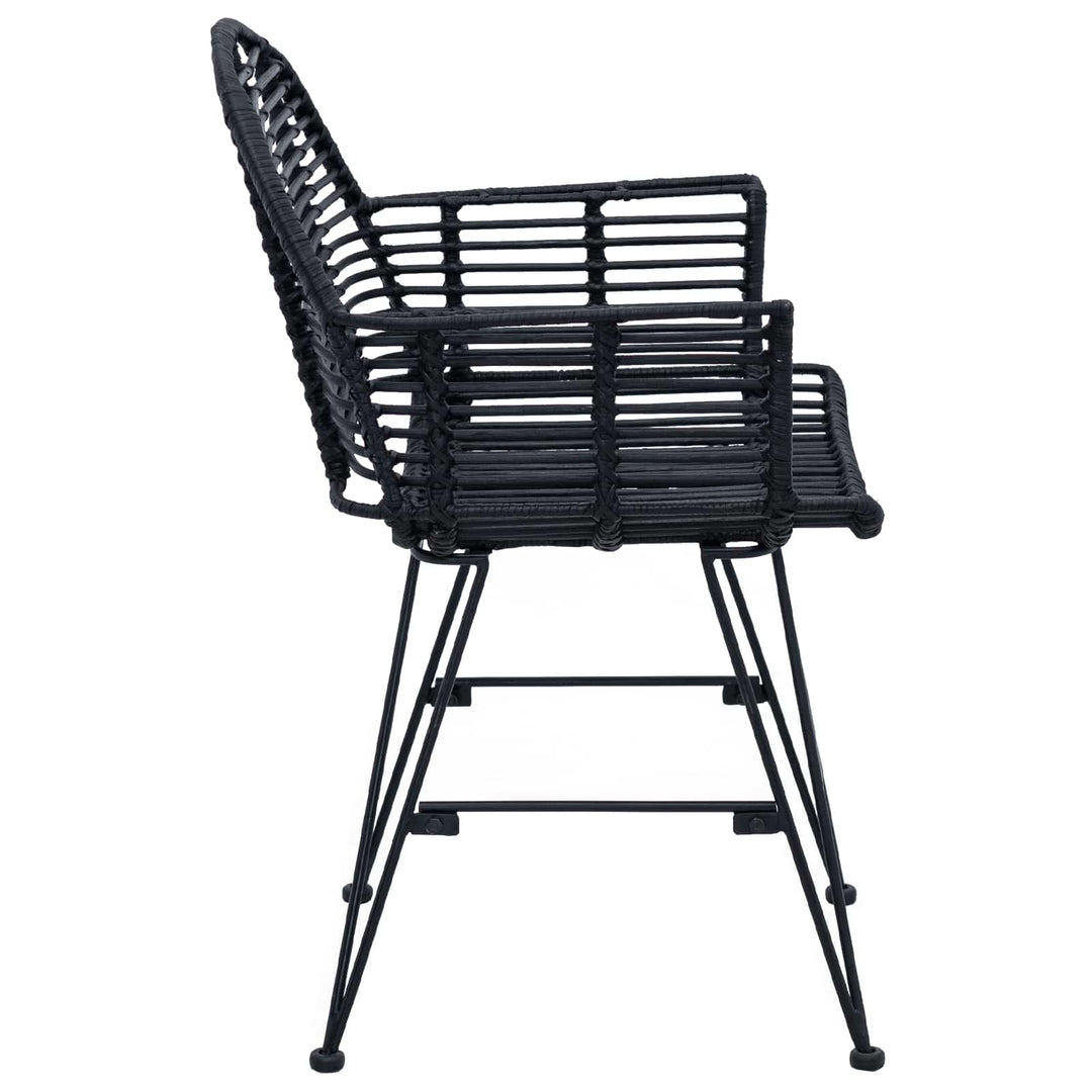 Spisestuestol 2 pcs Rattan og Jern Sort 57 x 55 x 85 cm
