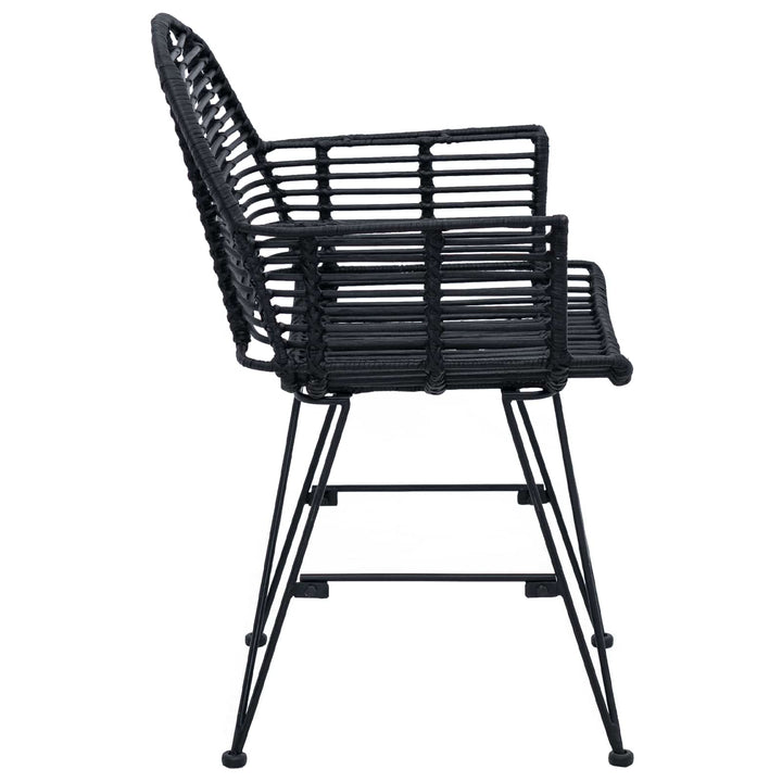 Spisestuestol 2 pcs Rattan og Jern Sort 57 x 55 x 85 cm